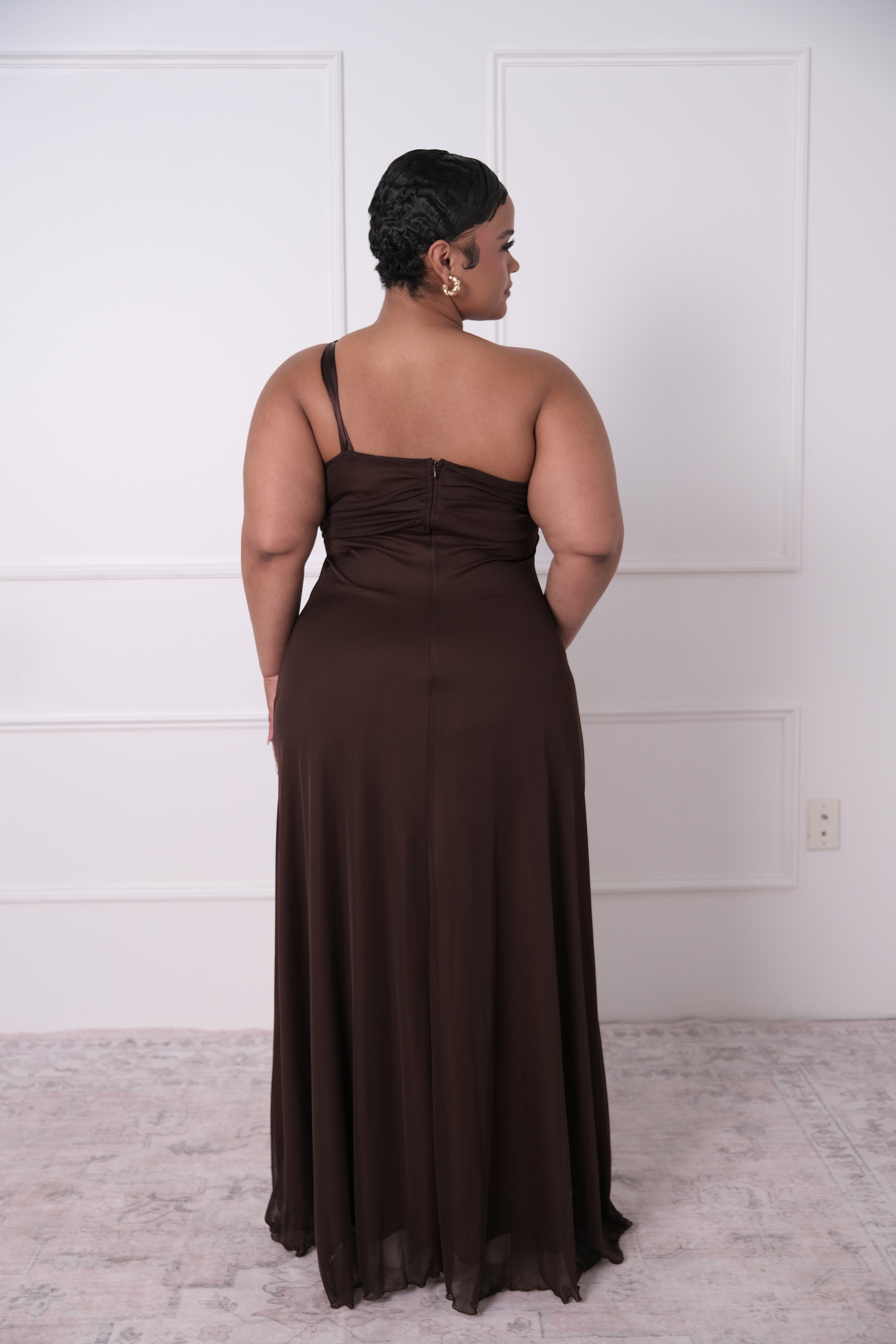 The Chocolate One-Shoulder Gown