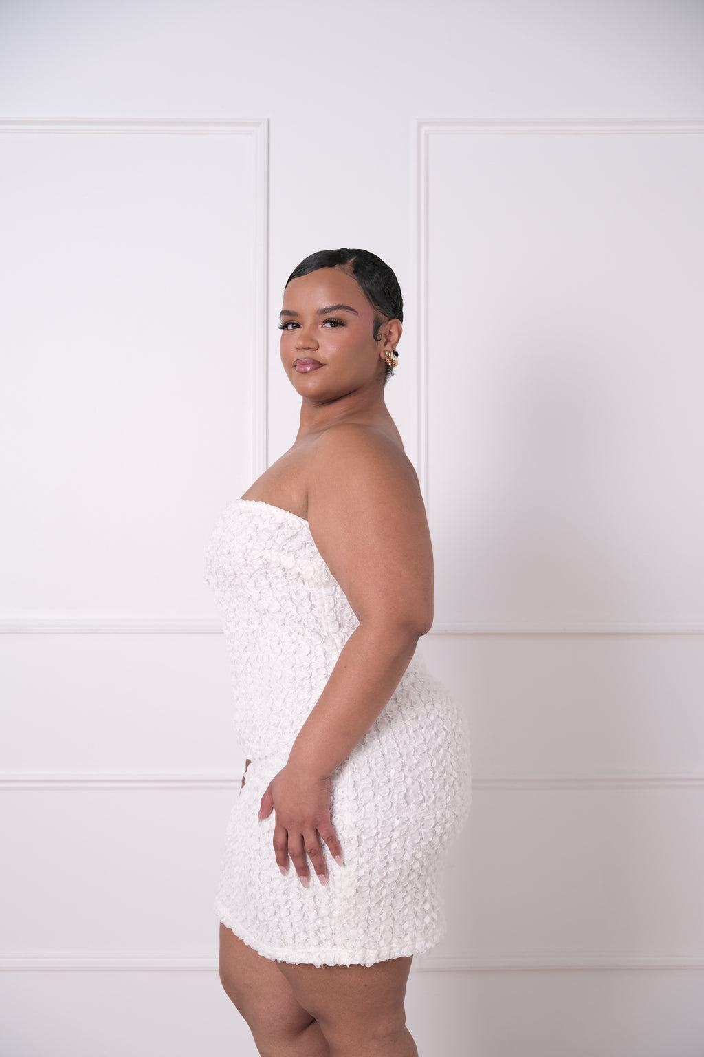 The Textured Strapless Mini