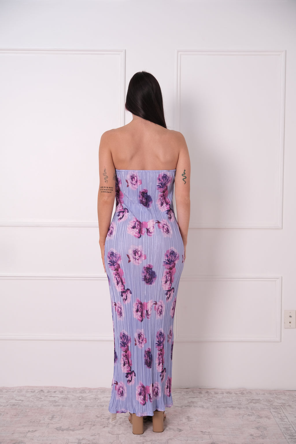Floral Plisse Twist Midi