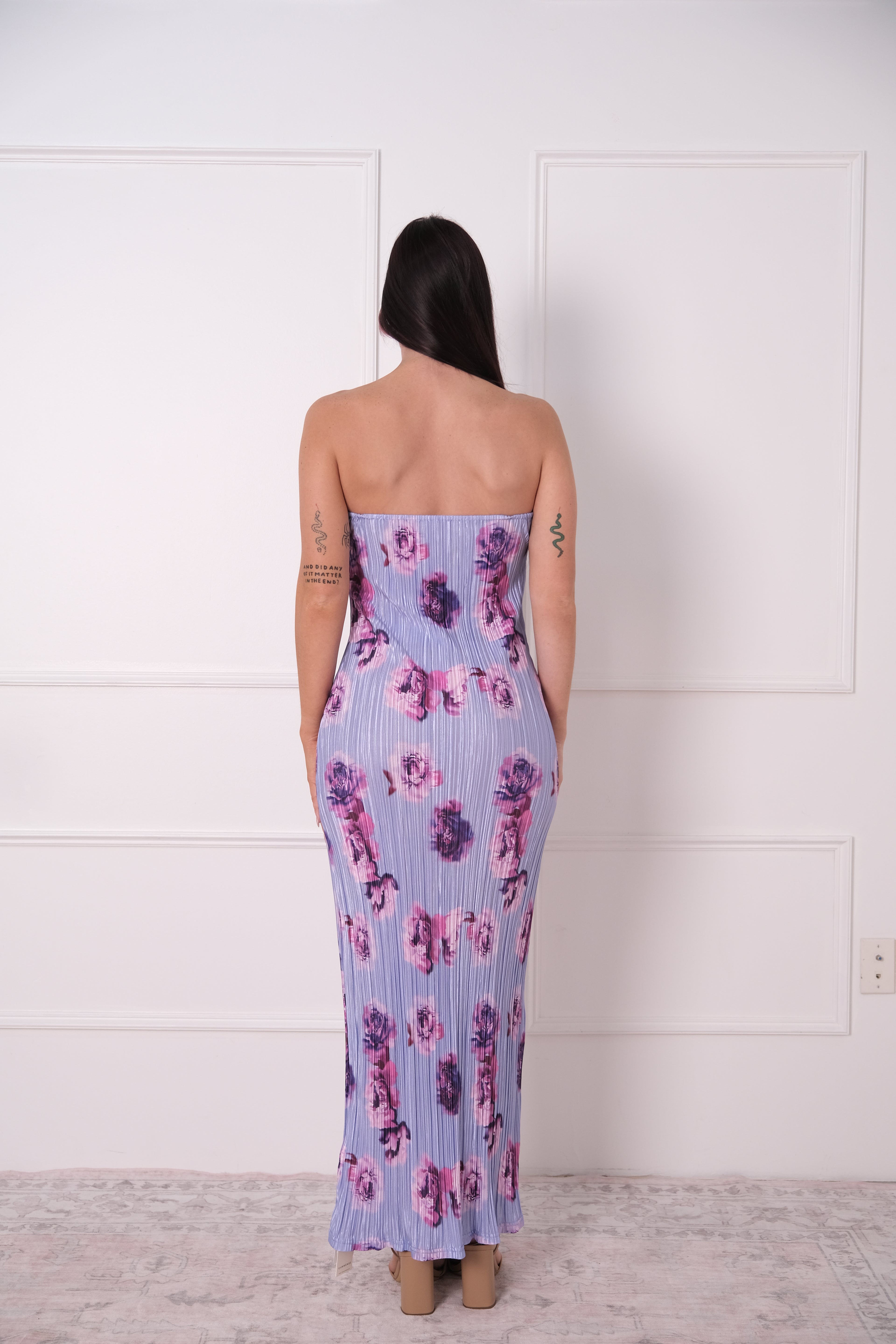Floral Plisse Twist Midi