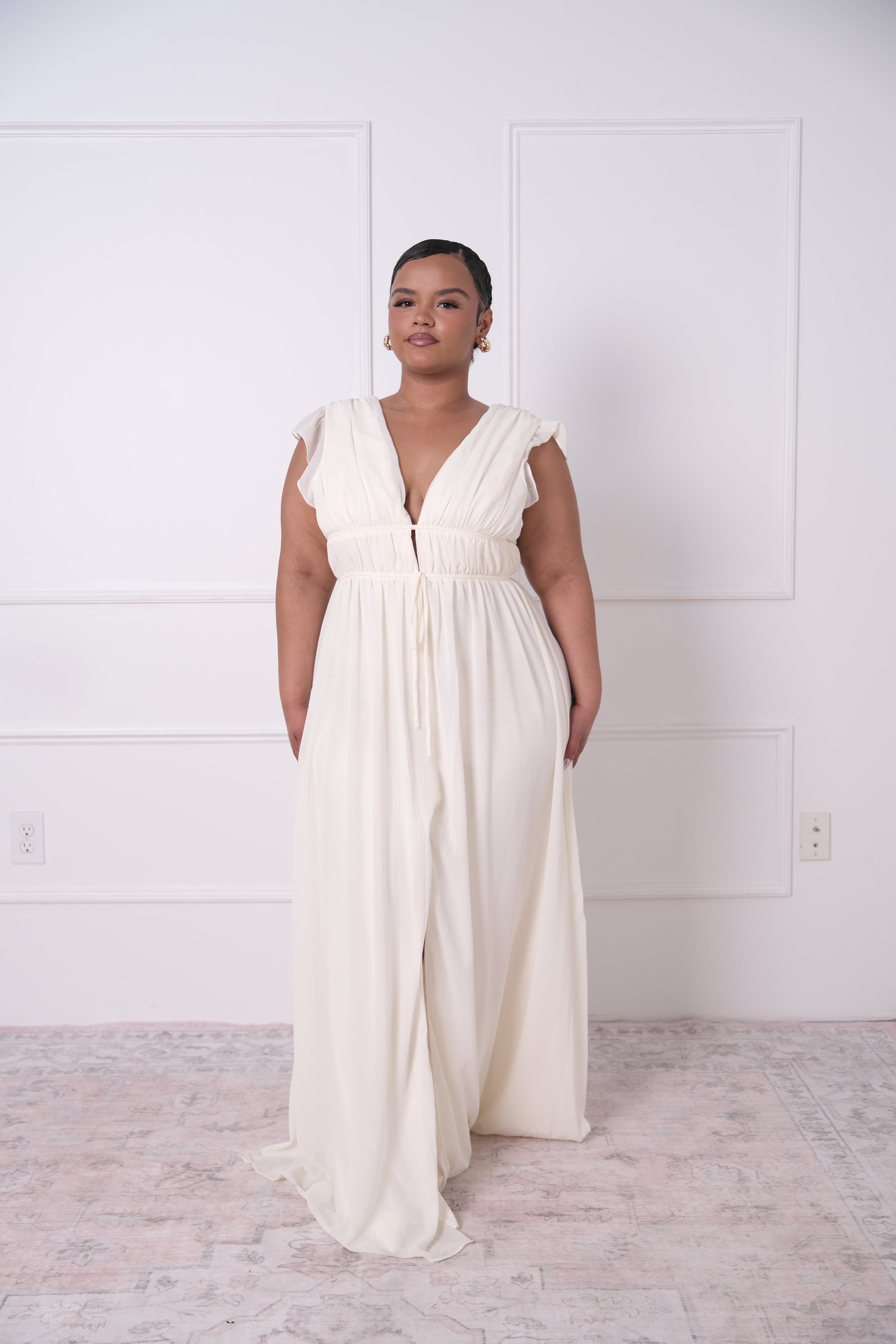 I'm All Yours Cream Ruffled Maxi
