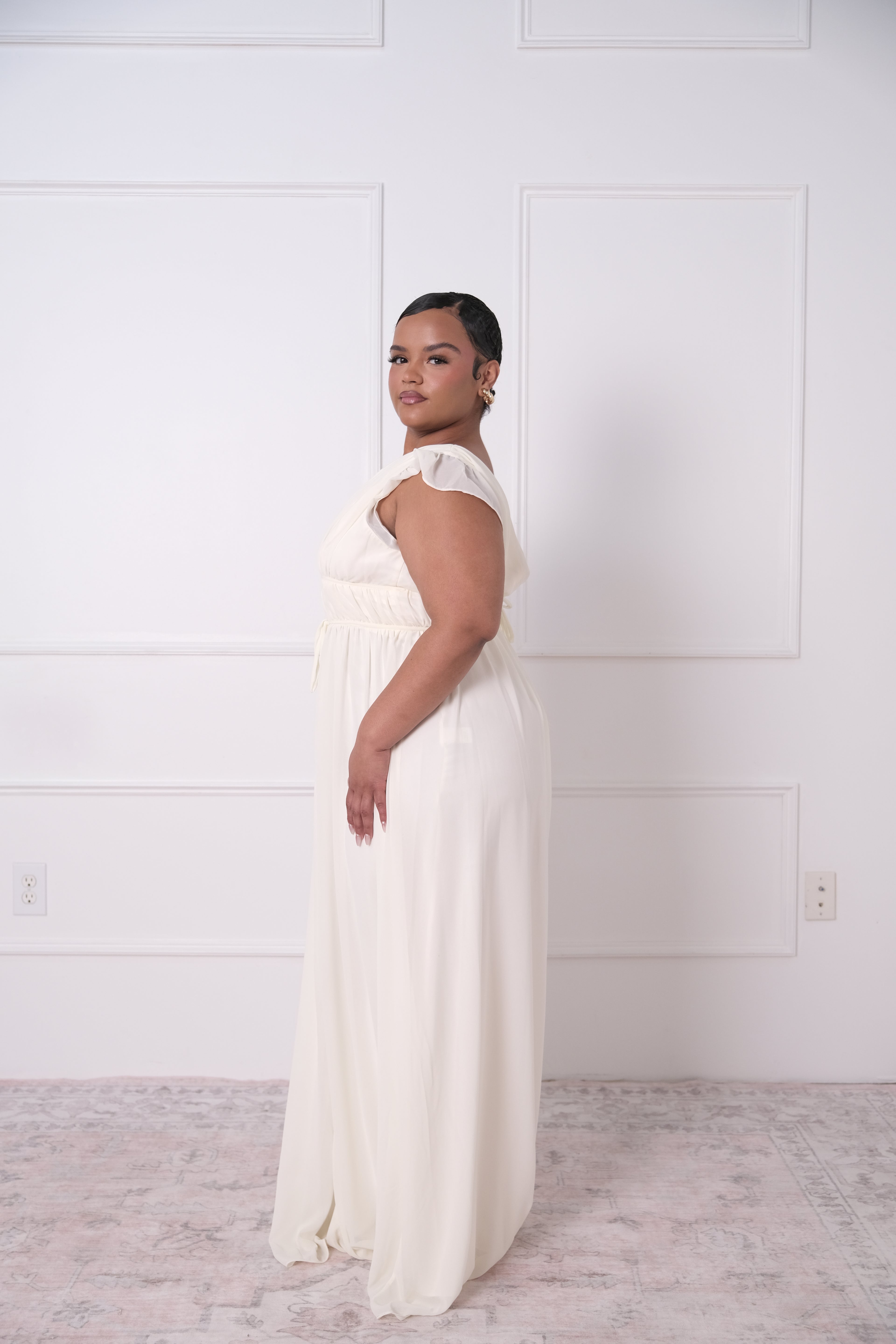 I'm All Yours Cream Ruffled Maxi
