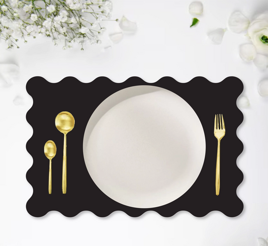 Black Wavy Edge Paper Placemats