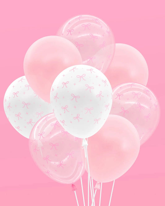 Pink Bow Latex Balloons