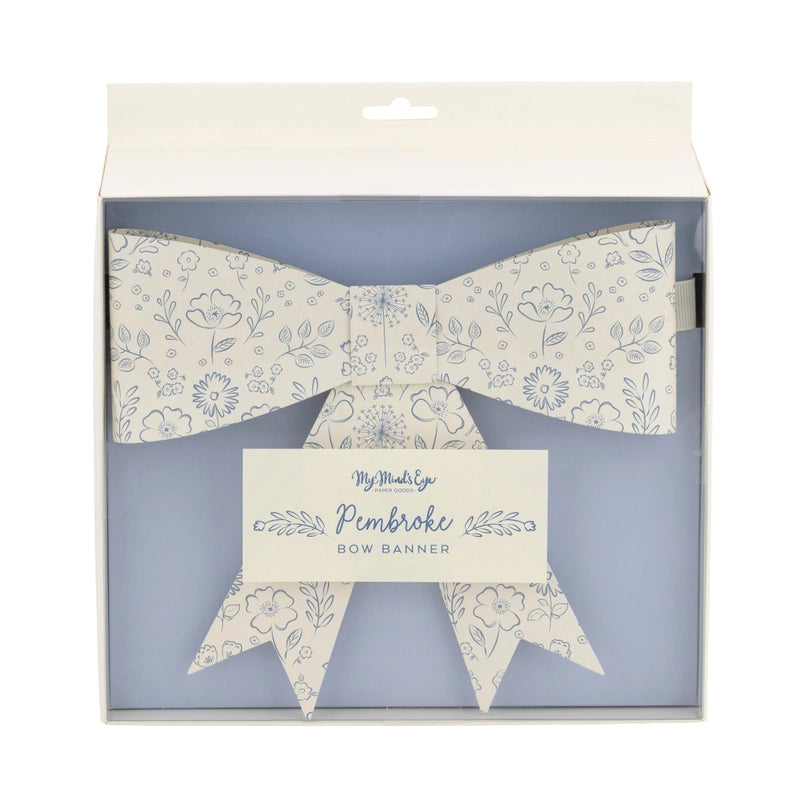 Blue Floral Bow Banner