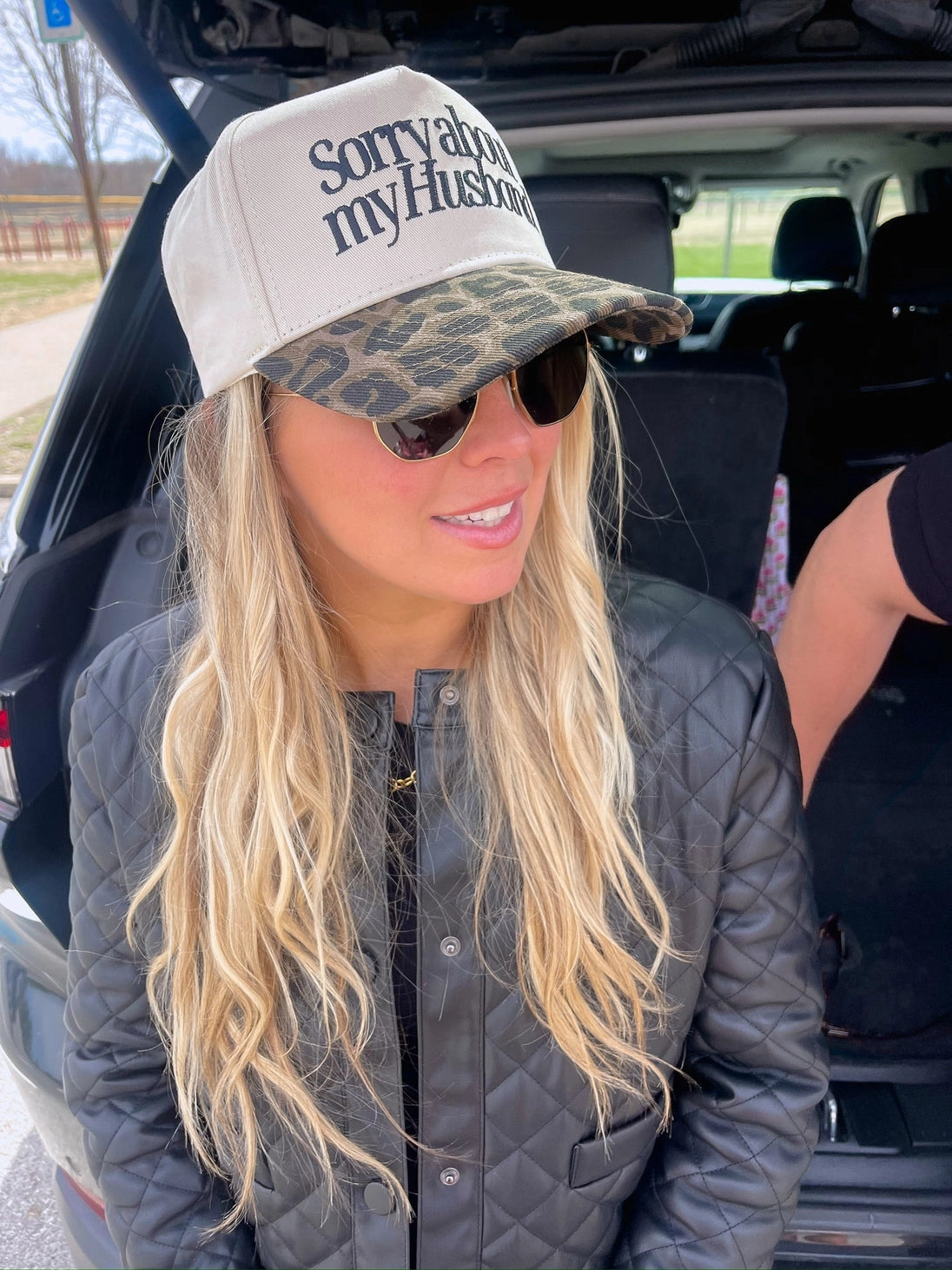 “Sorry About My Husband” Trucker Hat - Cheetah