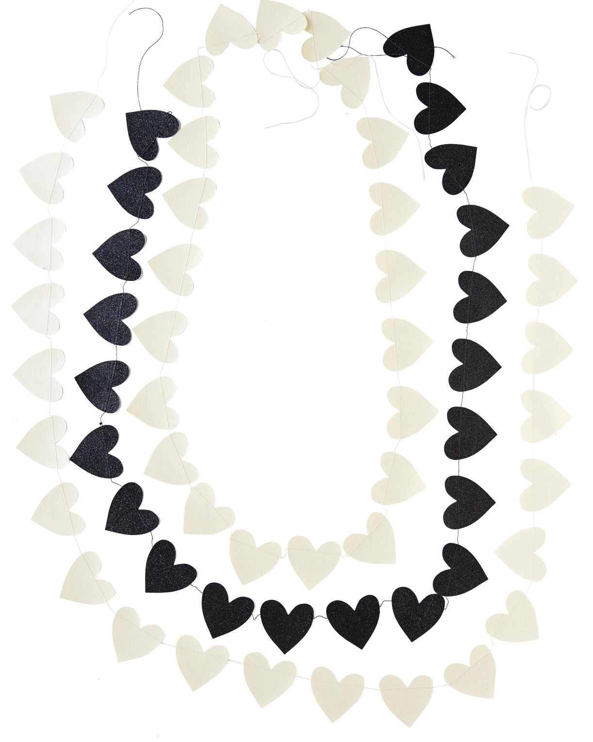 Black and white glitter heart banner