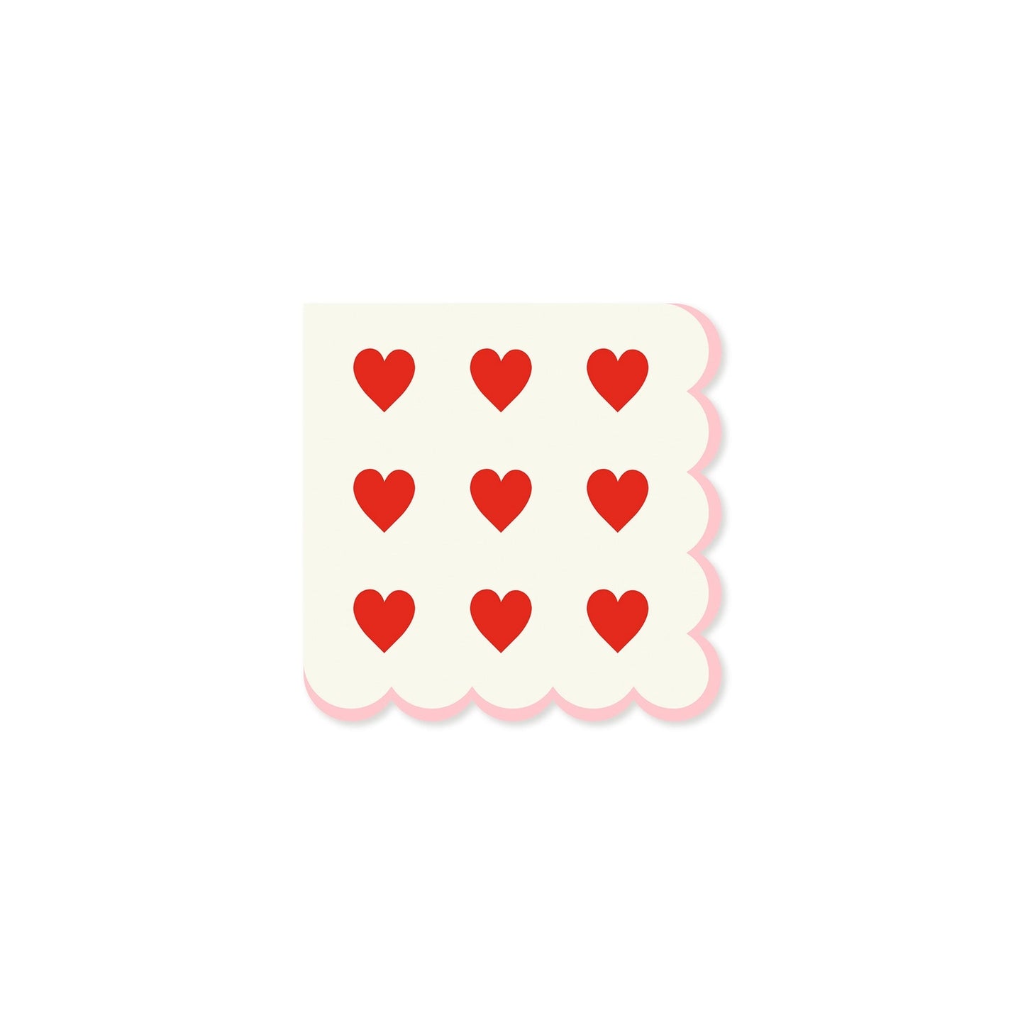 Pink and red hearts scallop napkins