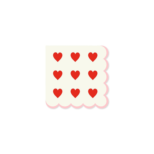 Pink and red hearts scallop napkins