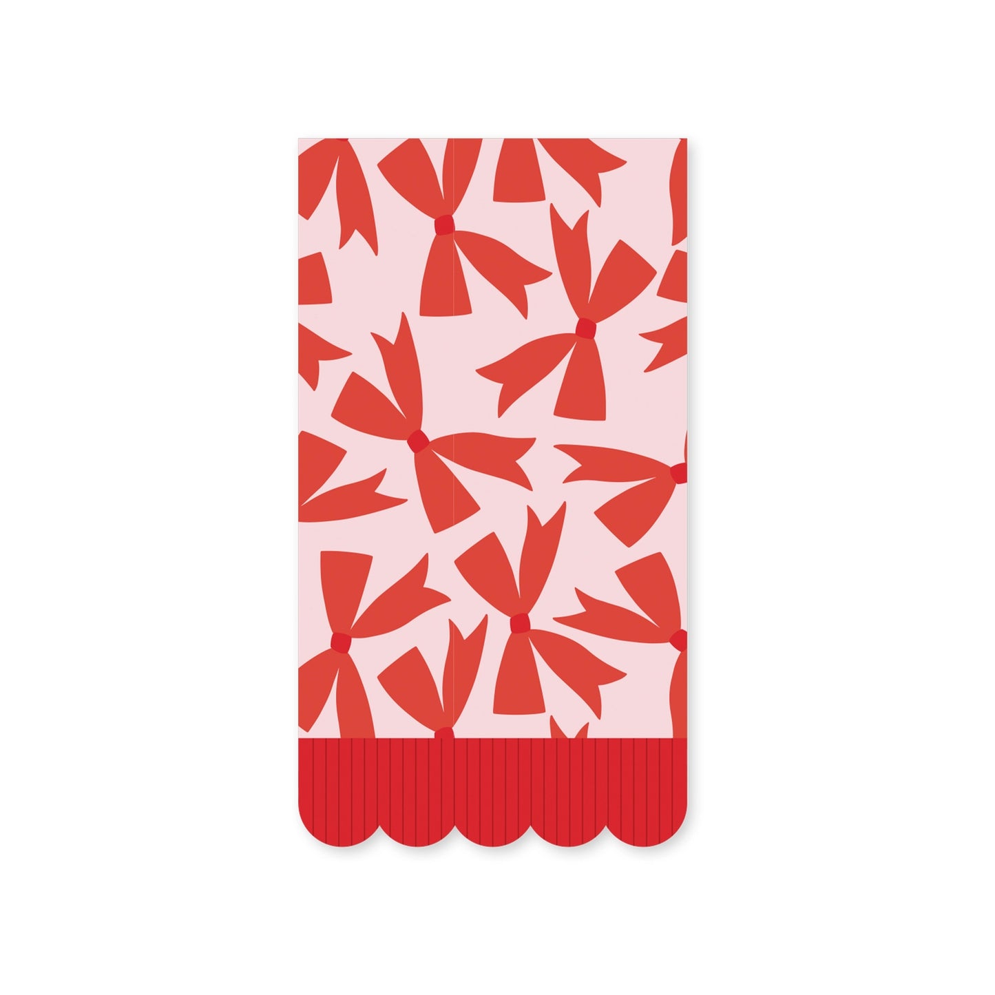 Red bows fringe scallop dinner napkin