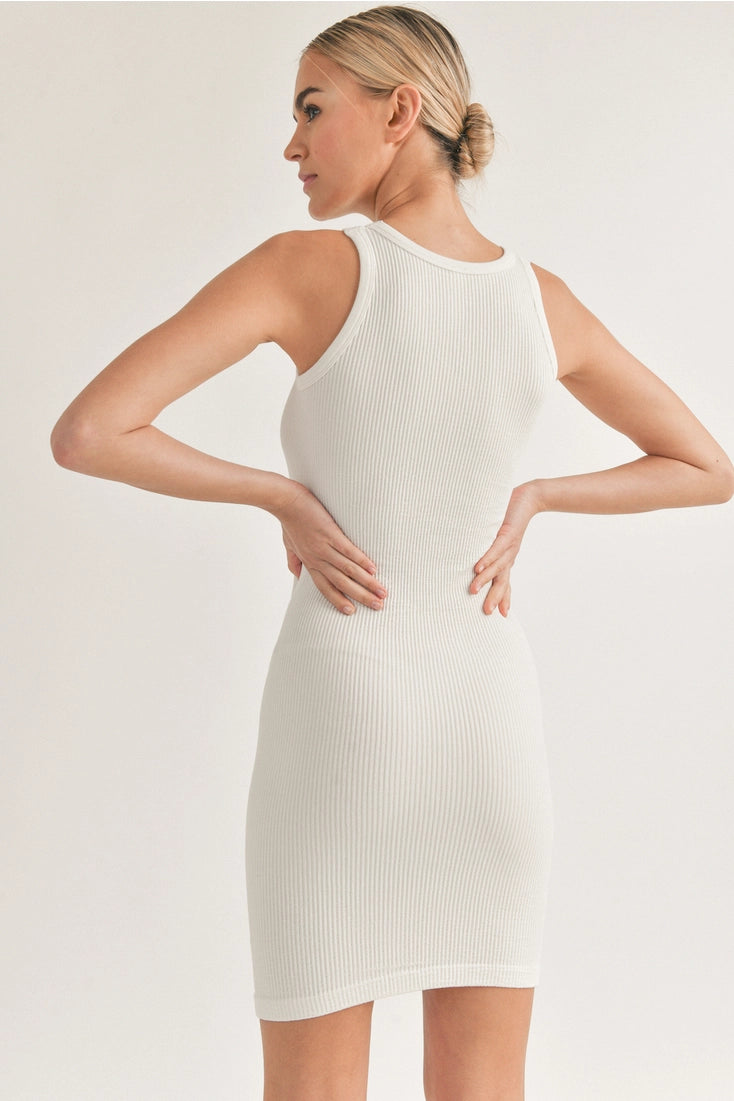 Cream Essential Ribbed Seamless Mini Dress