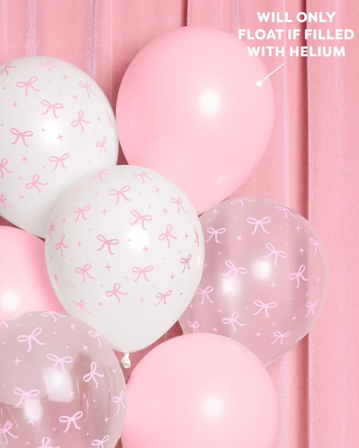Pink Bow Latex Balloons