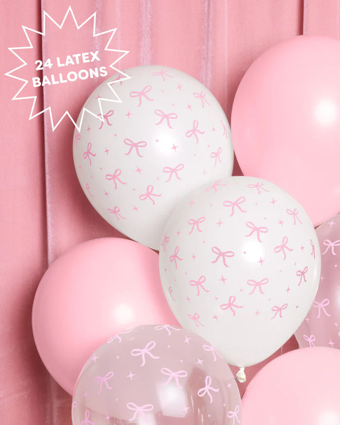 Pink Bow Latex Balloons