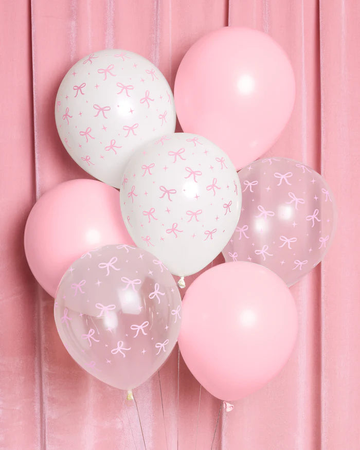 Pink Bow Latex Balloons